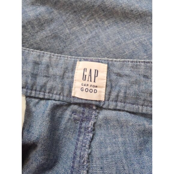 Gap Girlfriend Khaki Pants Size 12 Chambray Cotton Casual Trousers - Picture 4 of 6